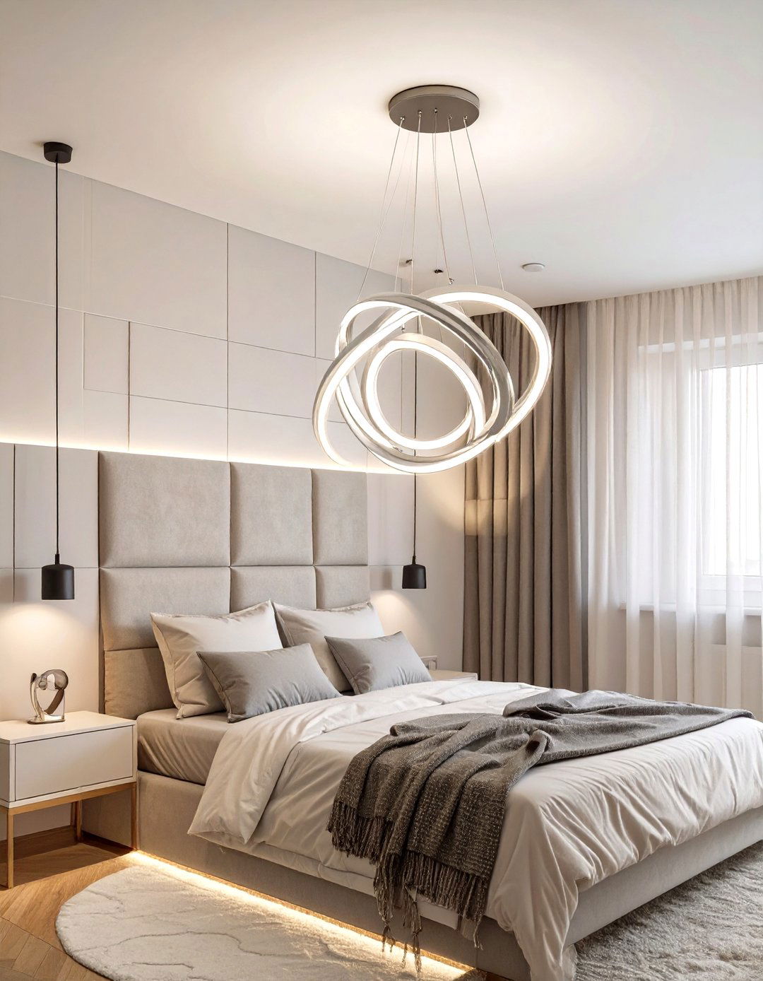 Modern Abstract LED Chandelier - 30 bedroom ceiling light ideas