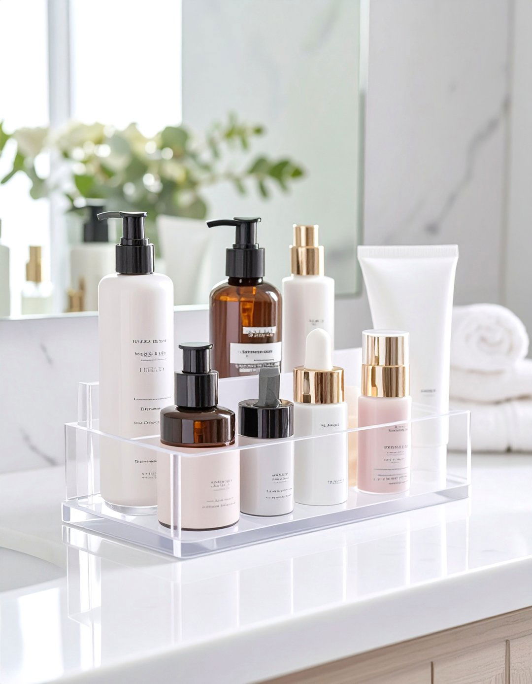 Modern Acrylic Organizers - 30 bathroom counter organization ideas