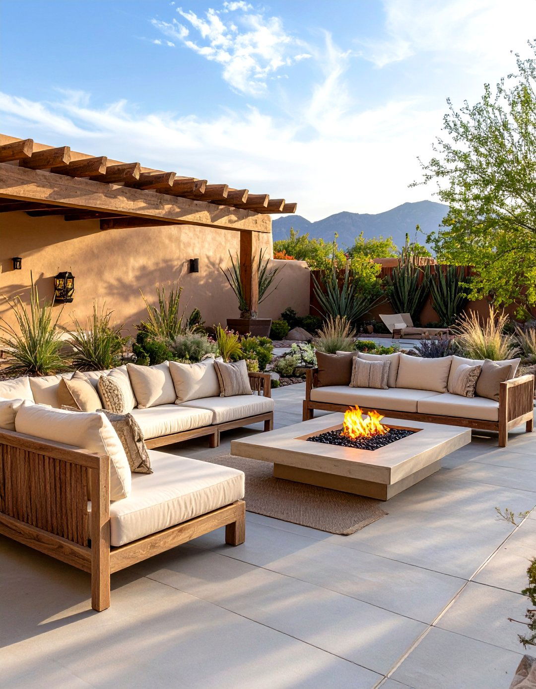Modern Adobe Style Lounge - 30 backyard designs mx