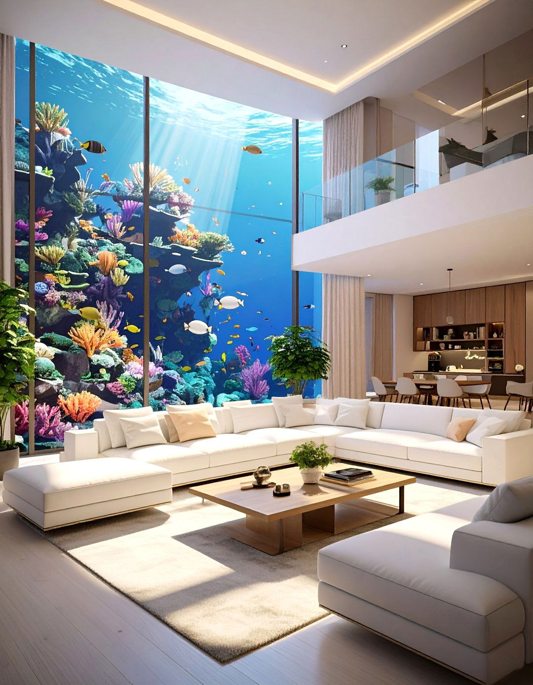 Modern Aquarium Living Room - 30 interior design minecraft ideas