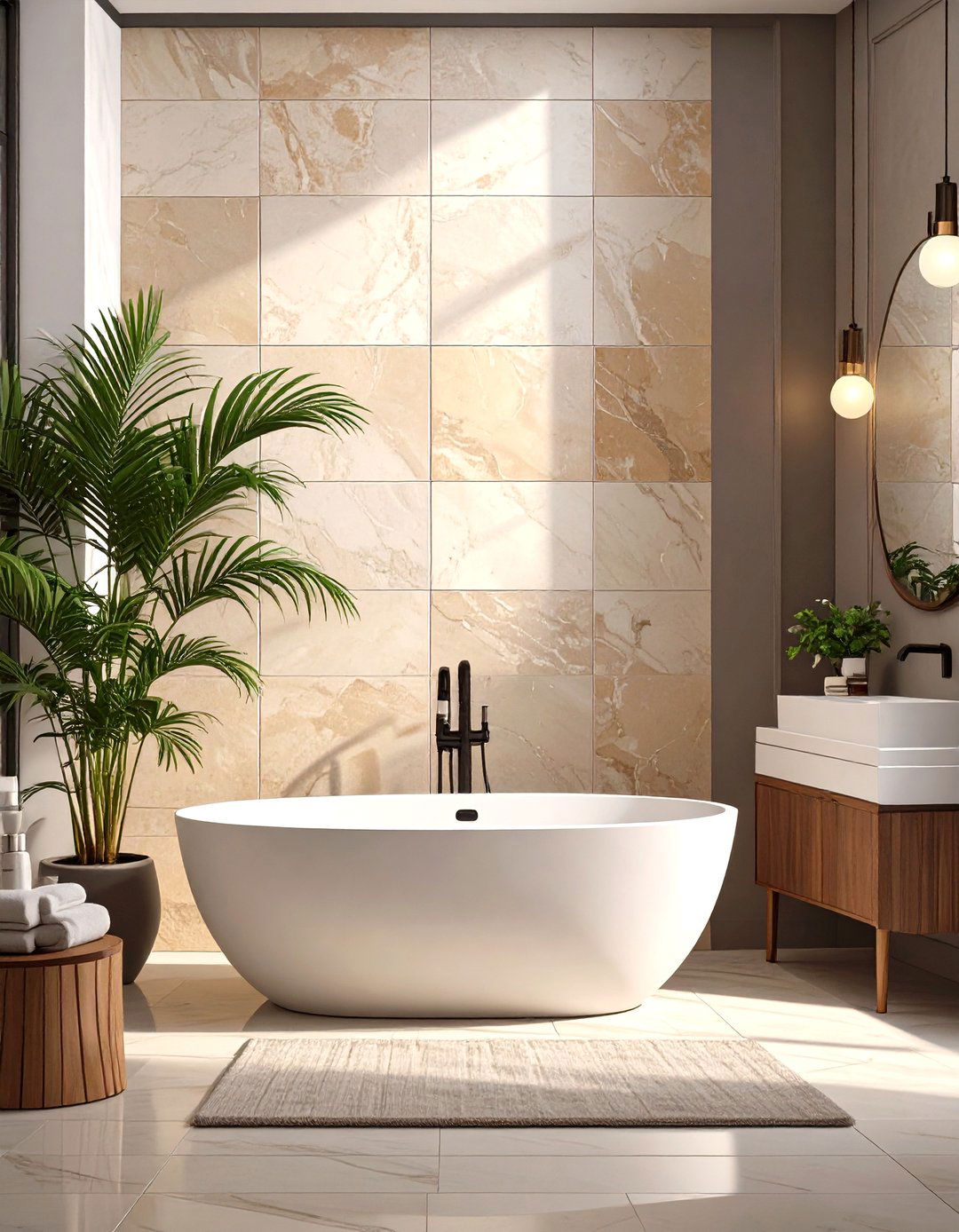 Modern Bathroom with a Freestanding Tub - 30 modern spanish style interior design ideas