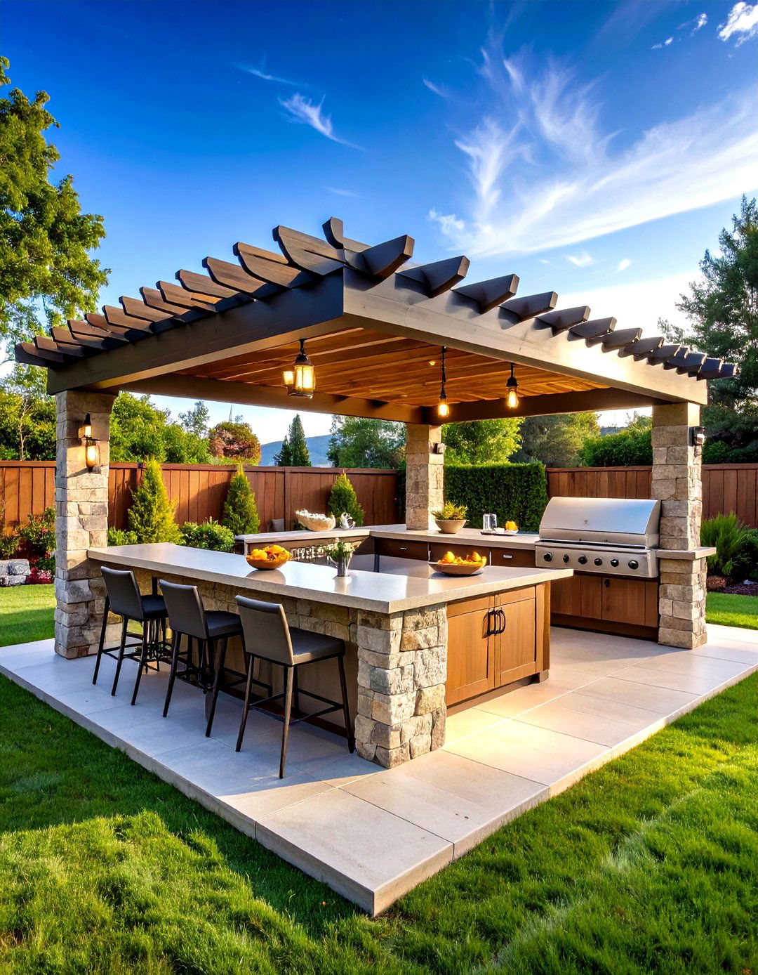 Modern Black Metal Pergola with a Retractable Canopy - 30 patio pergola ideas