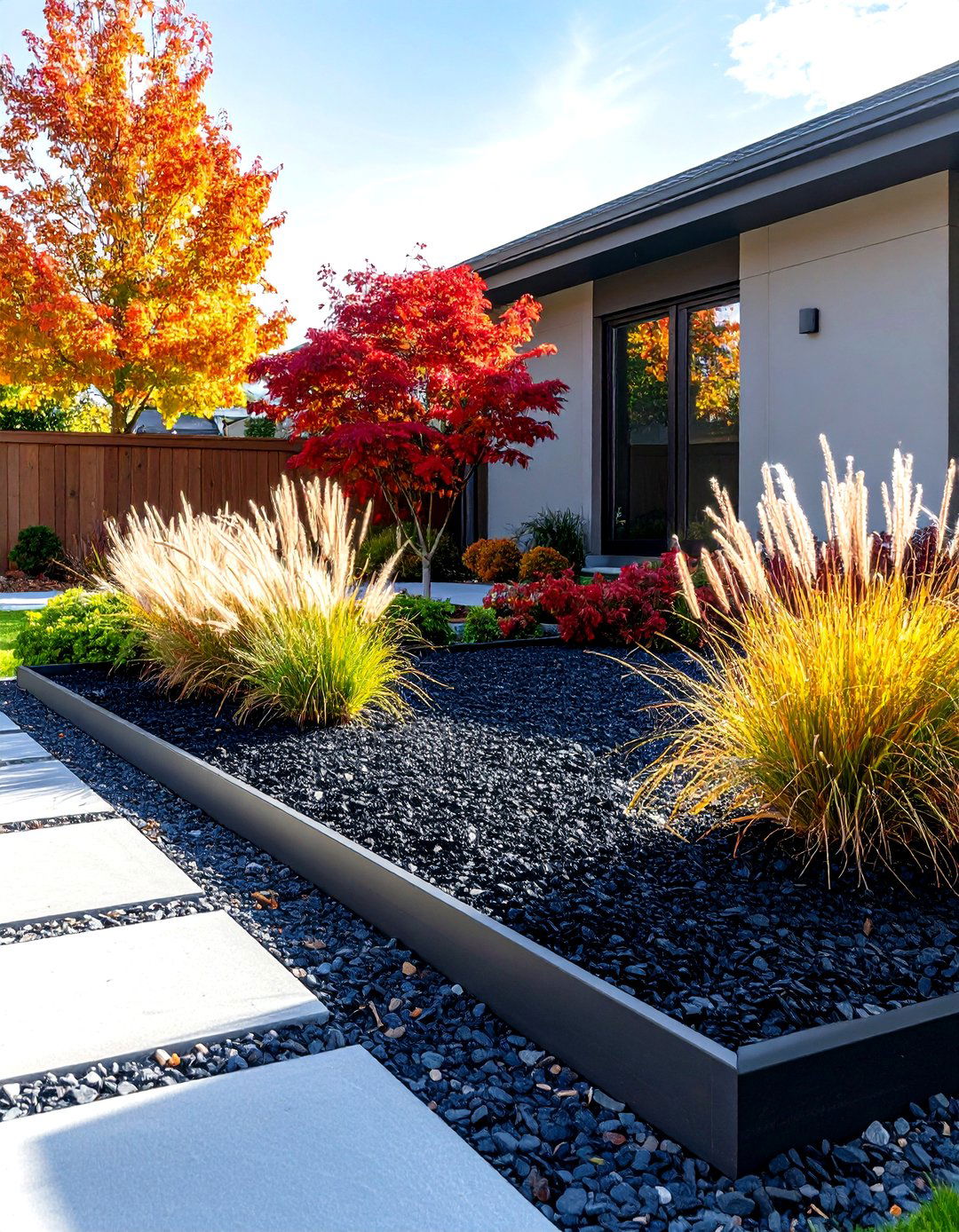 Modern Black Mulch Design - 30 front yard mulch ideas