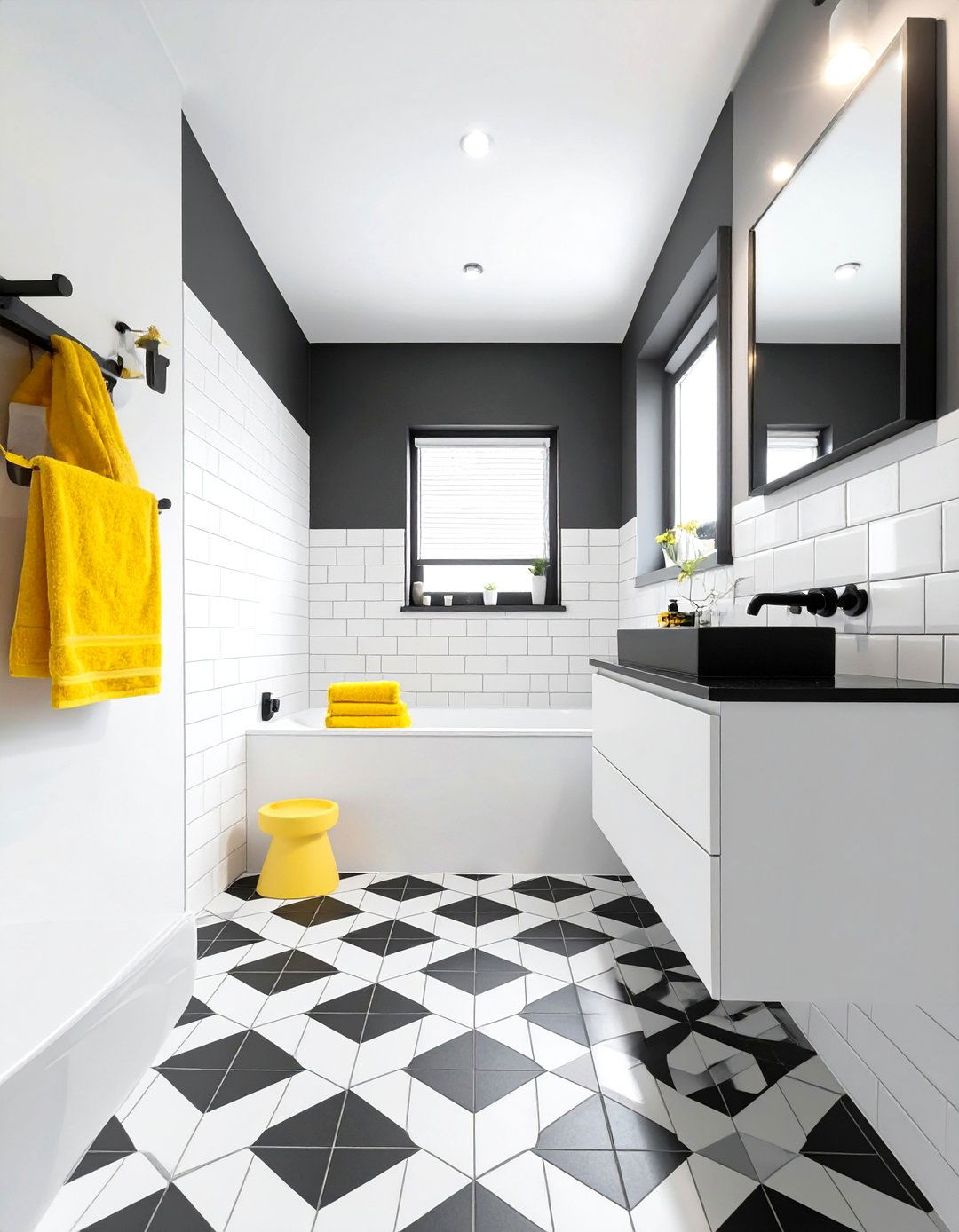 Modern Black and White Bathroom - 30 kids bathroom ideas