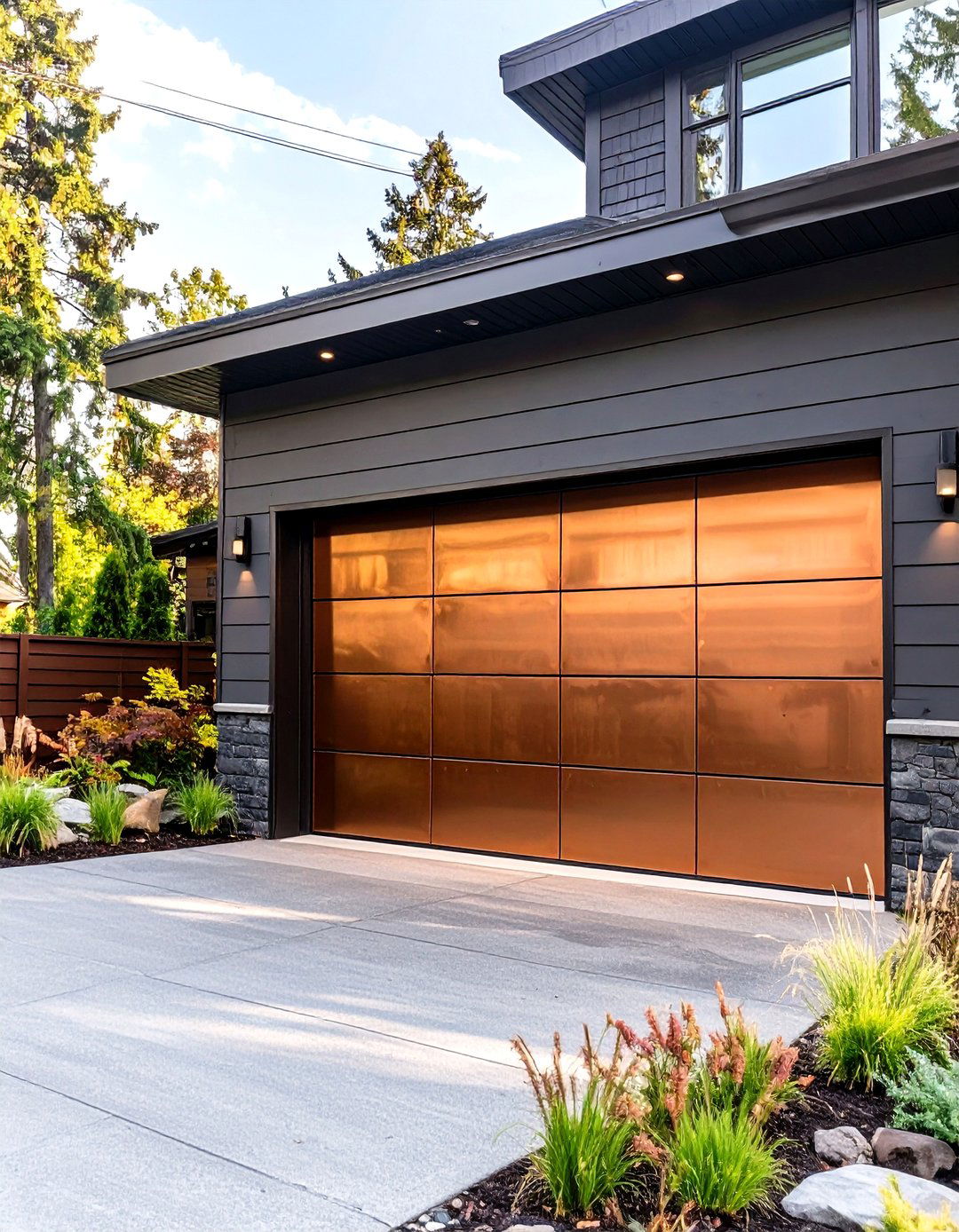 Modern Bronze Finish - 30 garage door color ideas
