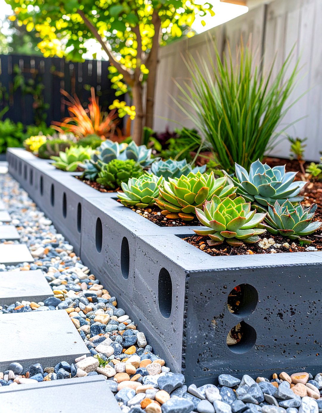 Modern Cinder Block Edge - 30 cheap creative garden edging ideas