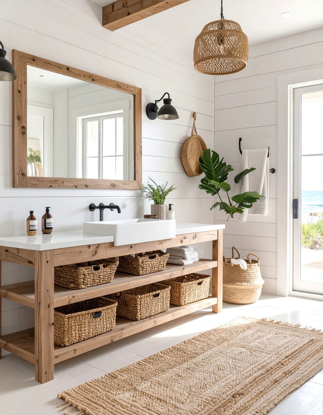 Modern Coastal Farmhouse Bathroom - 30 beach bathroom ideas