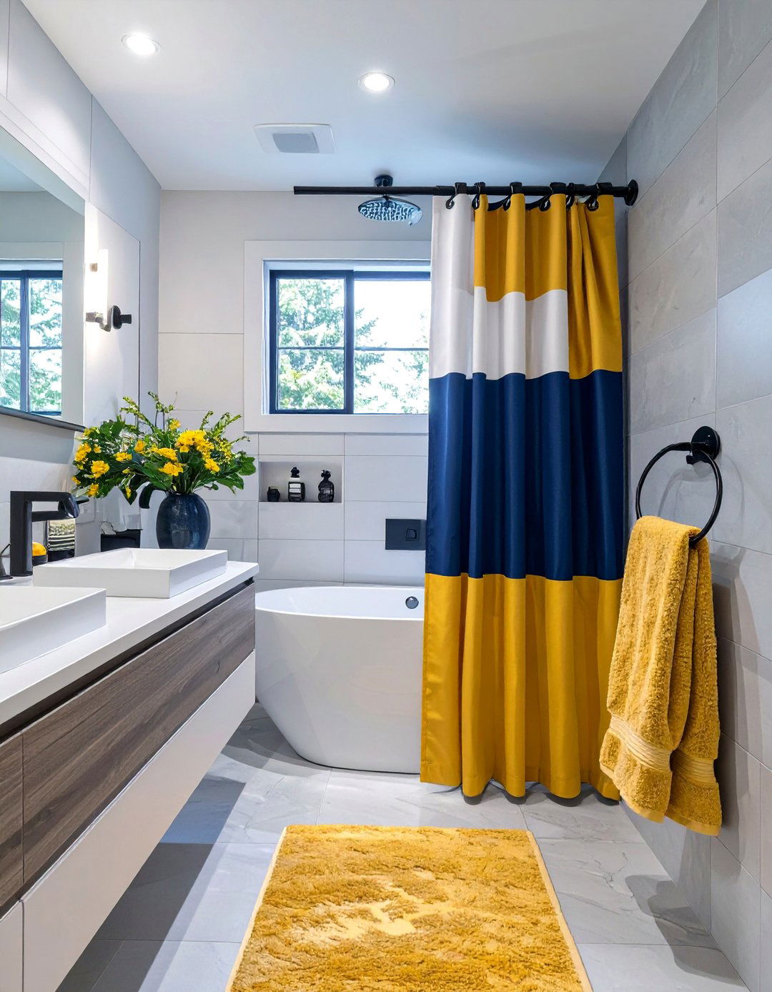 Modern Color Block Bathroom - 30 bathroom shower curtain ideas