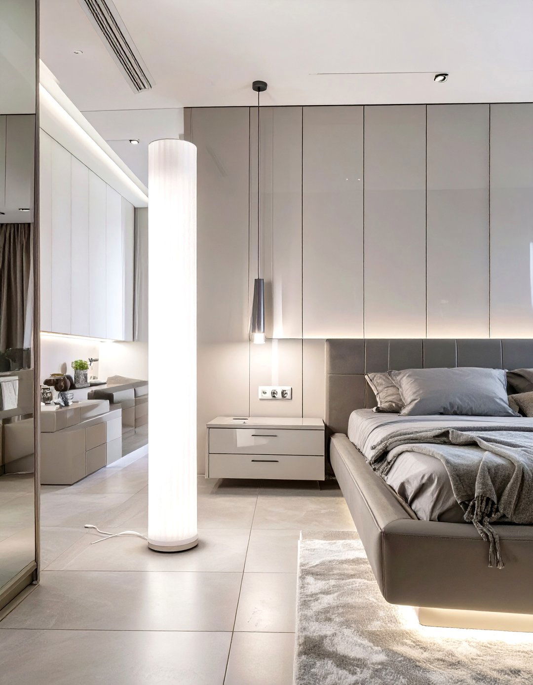 Modern Column Floor Lamp for a Contemporary Bedroom - 30 floor lamps for bedroom ideas
