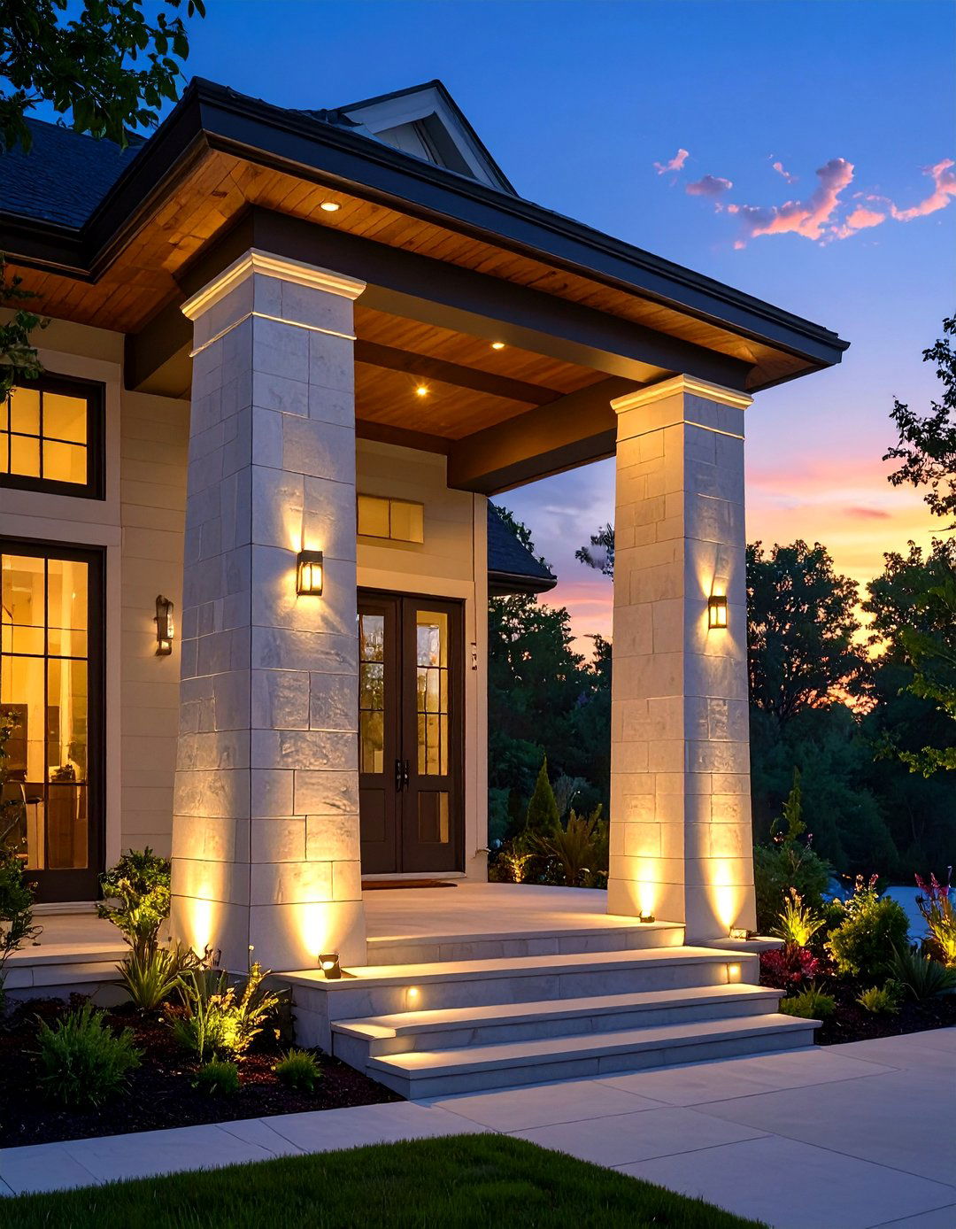 Modern Column Lighting - 30 modern outdoor lighting ideas for front of house