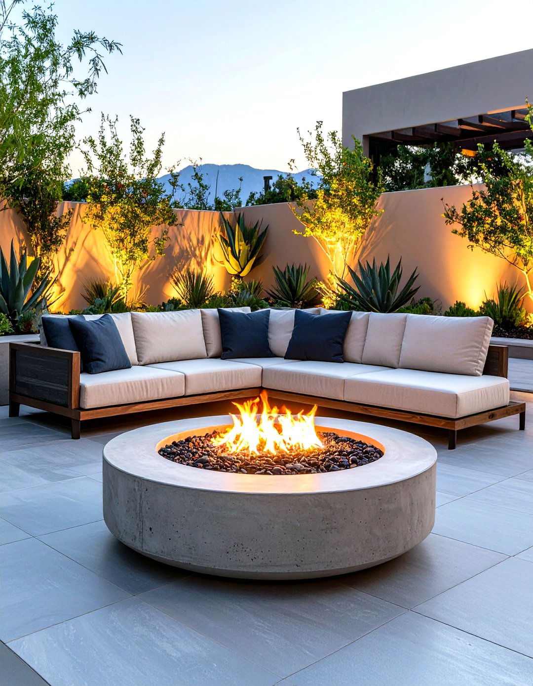 Modern Concrete Bowl Fire Pit - 30 fire pit backyard ideas