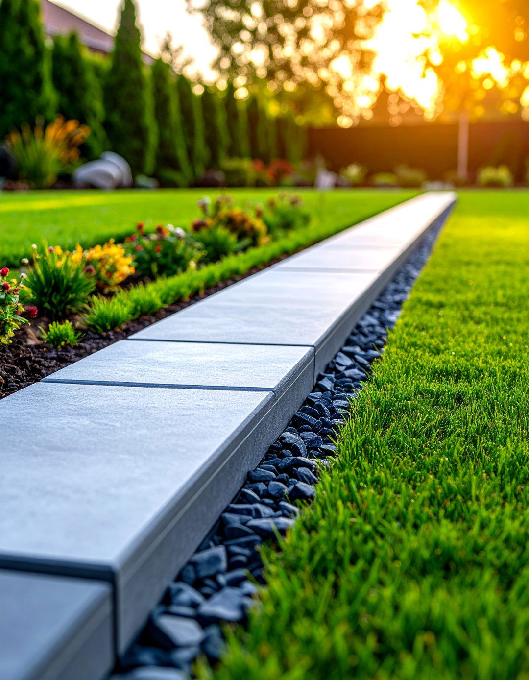 Modern Concrete Curb Patio Border - 30 patio border ideas