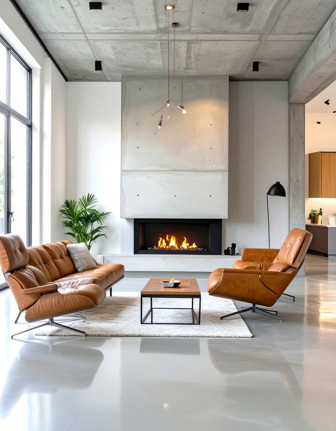 Modern Concrete Fireplace Finish - 30 small living room fireplace ideas