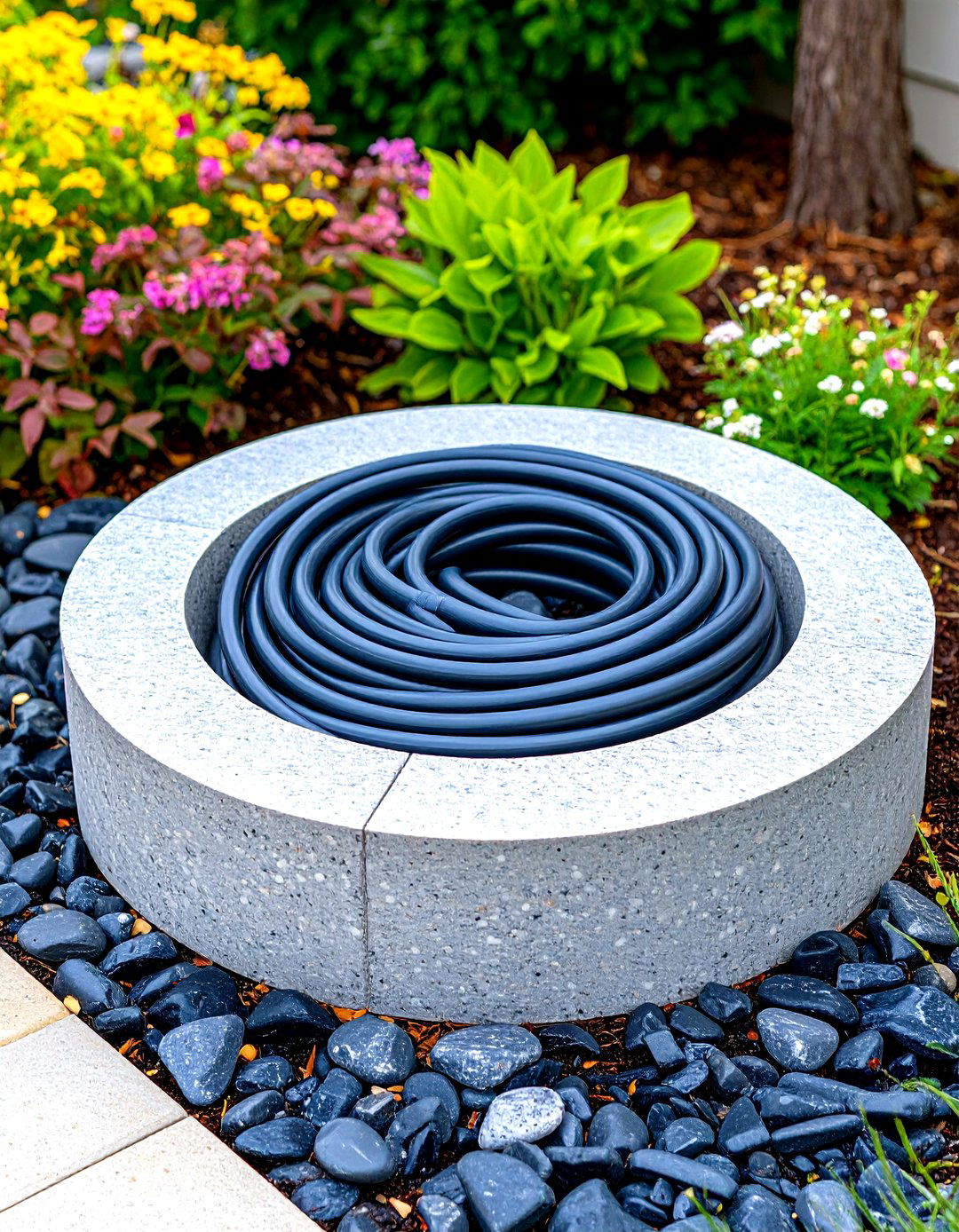 Modern Concrete Hose Storage Block - 30 garden hose storage ideas