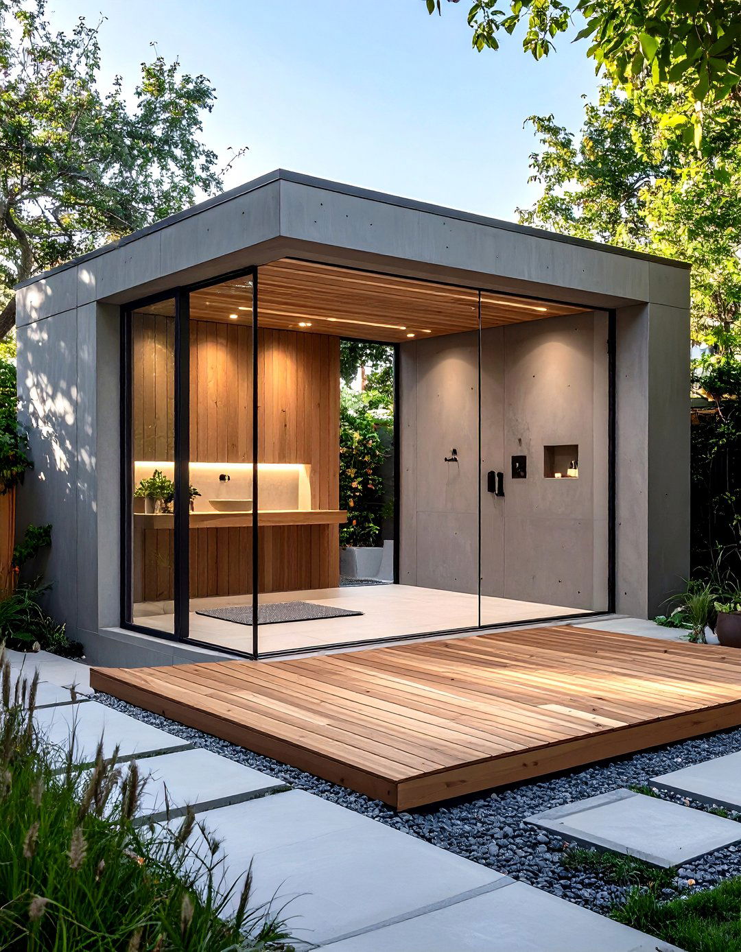 Modern Concrete Panel Outdoor Shower Enclosure - 30 outdoor shower enclosure ideas
