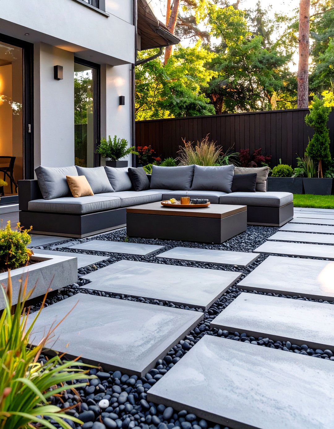Modern Concrete Paver Patio - 30 small backyard ideas no grass