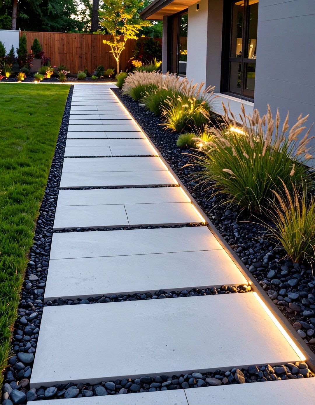 Modern Concrete Paver Walkway - 30 backyard pathway ideas