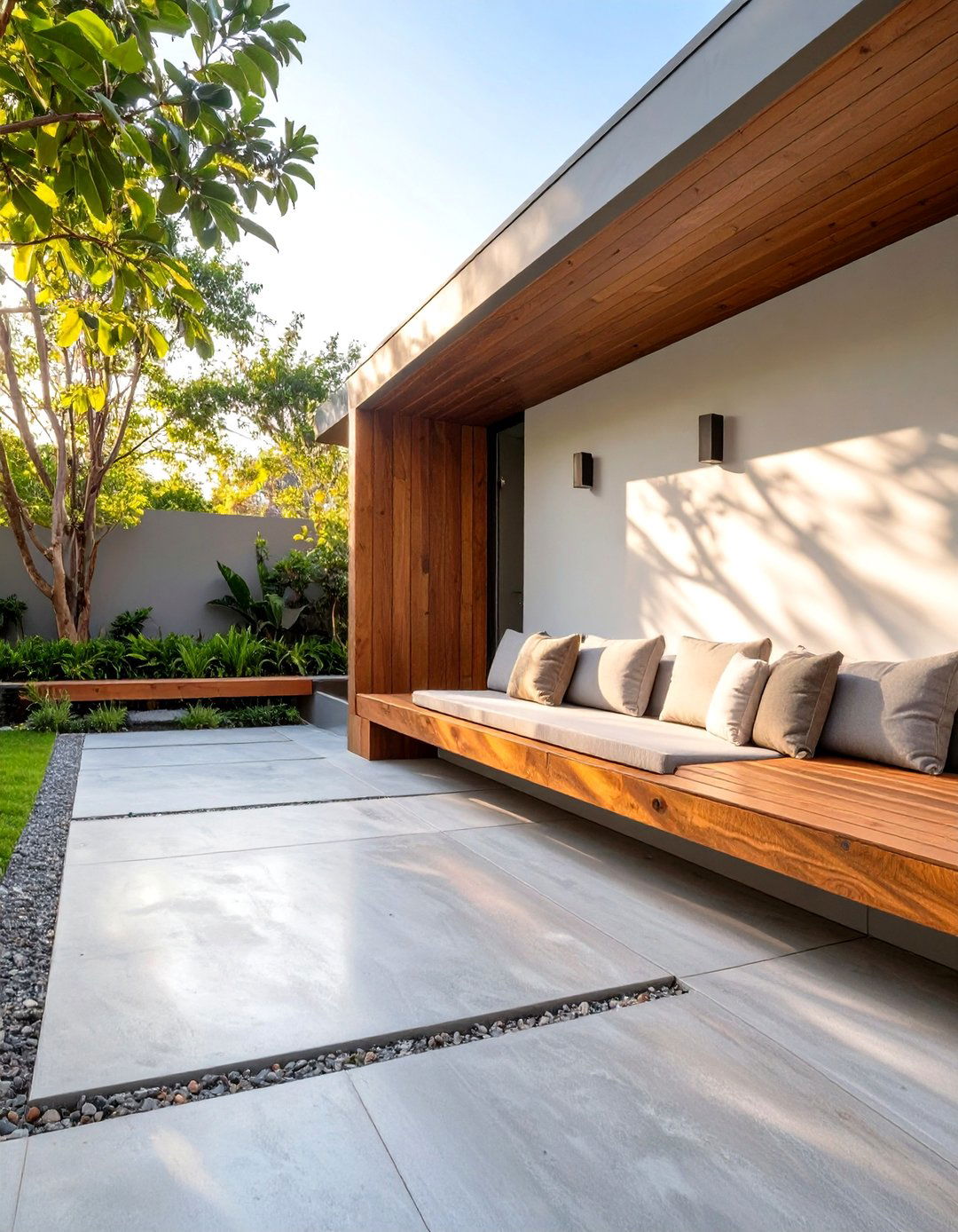 Modern Concrete and Wood Patio Design - 30 outdoor living ideas