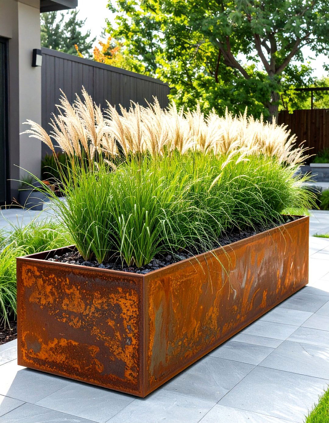 Modern Corten Steel Planters - 30 backyard planter ideas