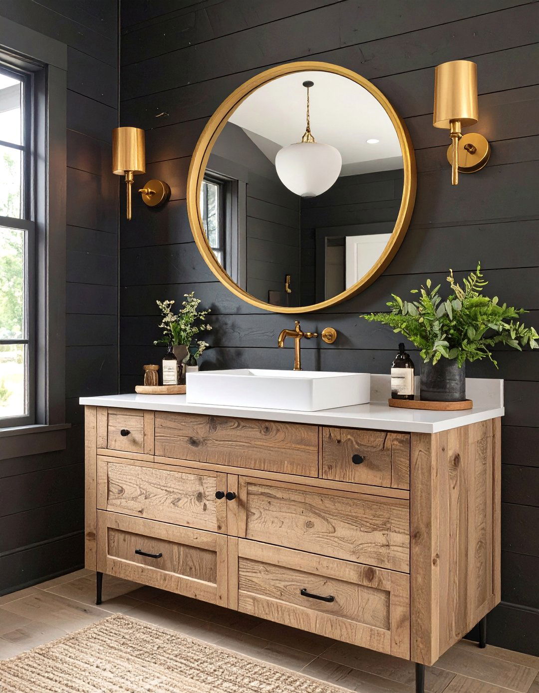 Modern Farmhouse Bathroom - 30 black and gold bathroom ideas