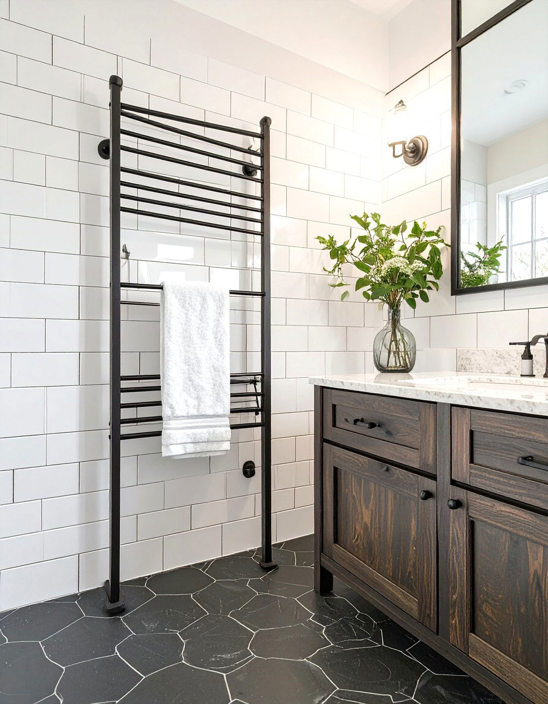 Modern Farmhouse Bathroom Freestanding Rack - 30 bathroom towel holder ideas