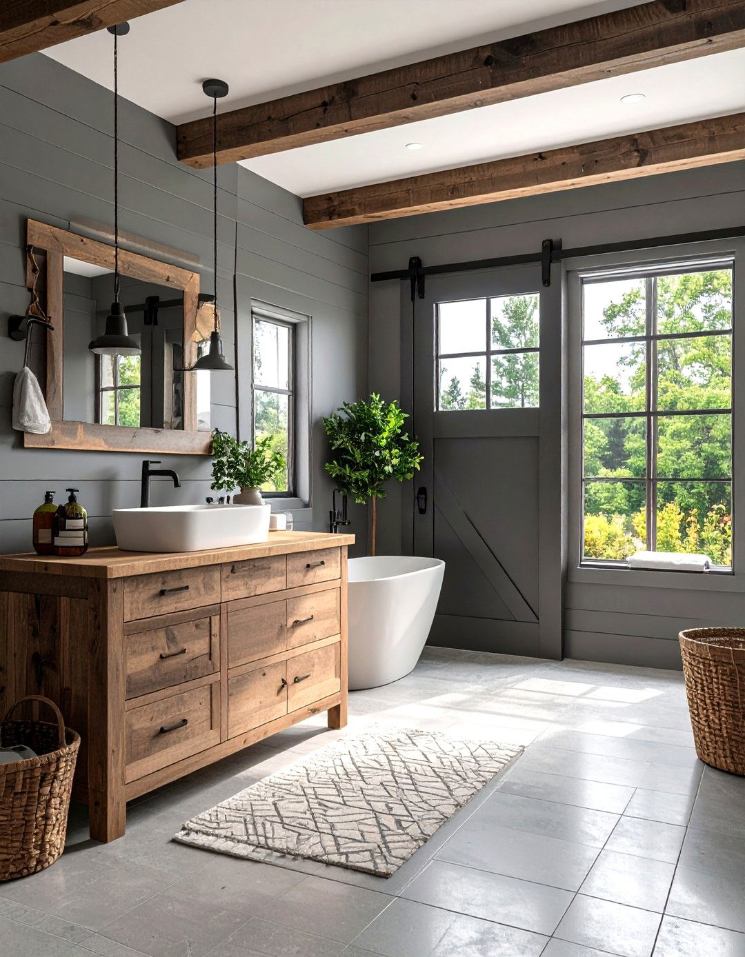 Modern Farmhouse Gray Bathroom - 30 gray and white bathroom ideas