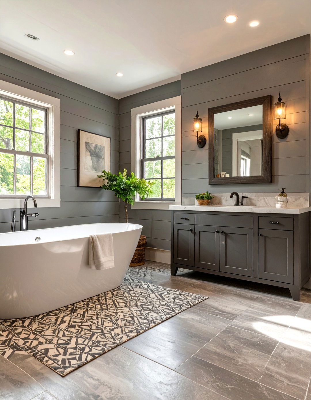 Modern Farmhouse Grey Bathroom - 30 grey bathroom ideas