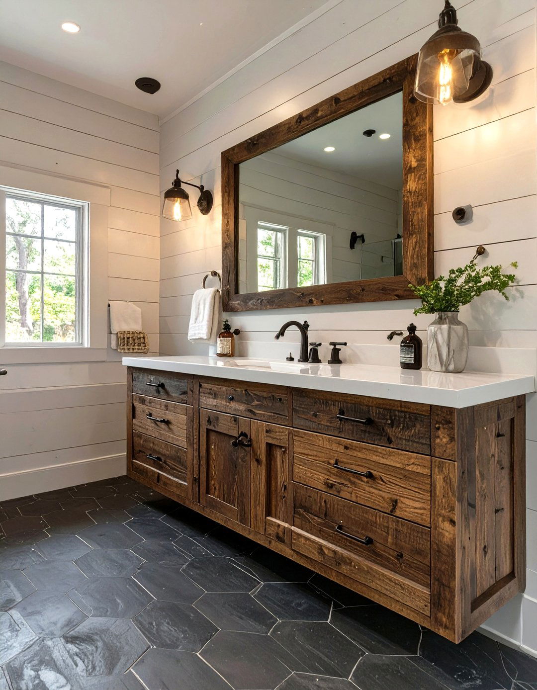 Modern Farmhouse Grey and White Bathroom - 30 grey and white bathroom ideas