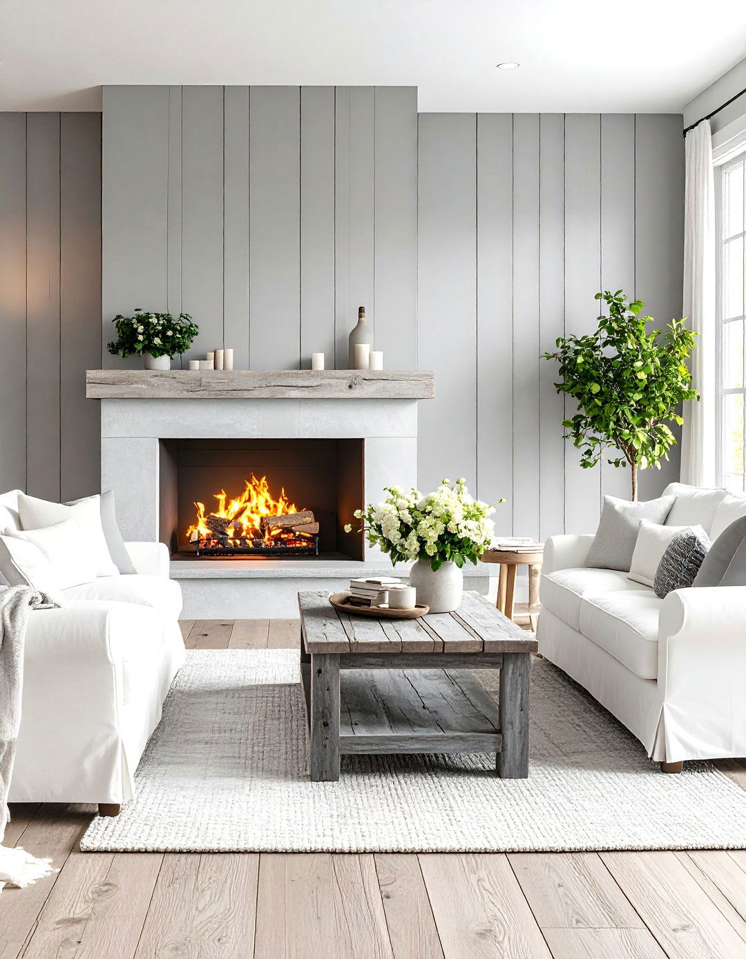Modern Farmhouse Grey and White Living Room - 30 grey and white living room ideas