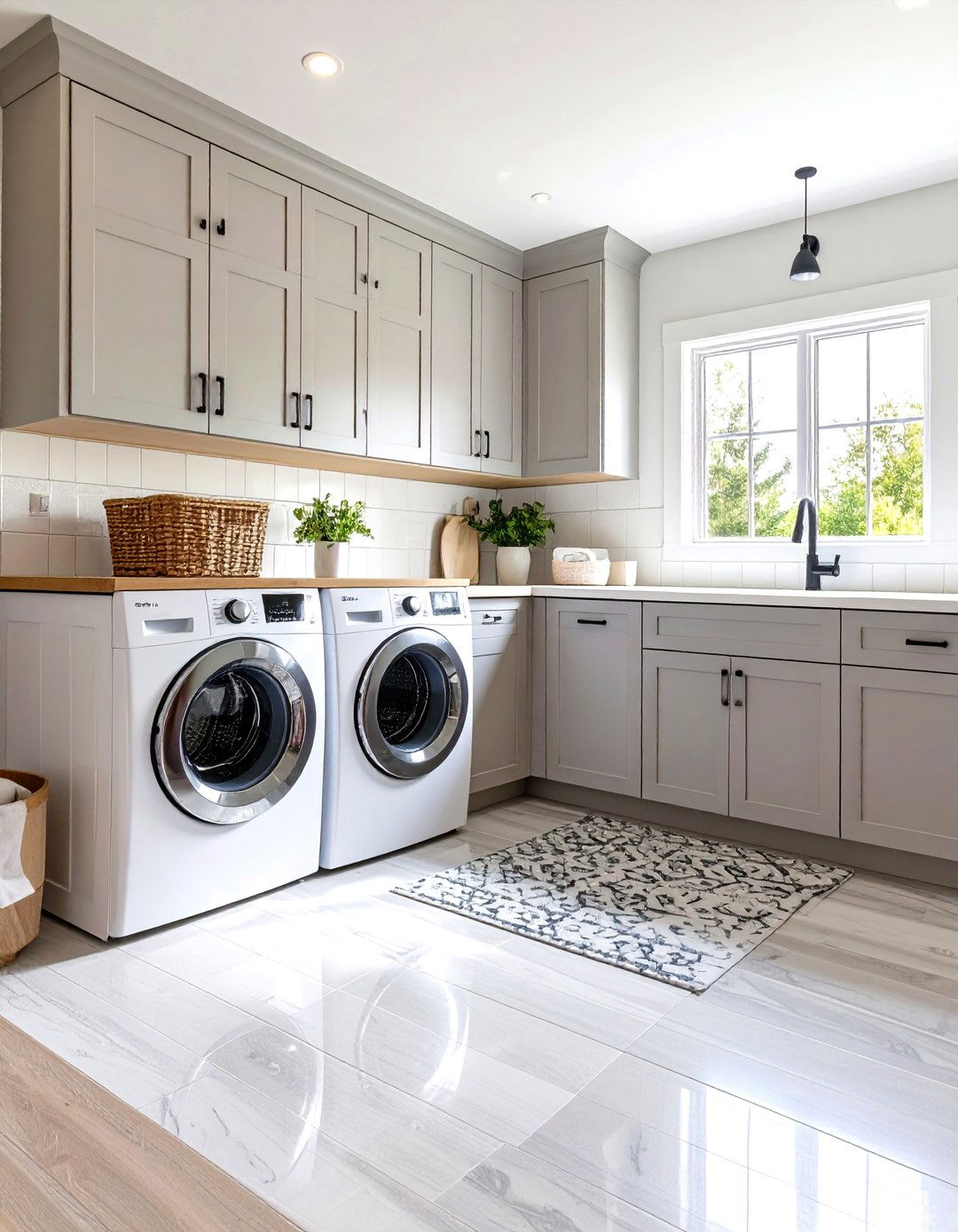 Modern Farmhouse Laundry Room with Black Accents - 30 farmhouse laundry room ideas