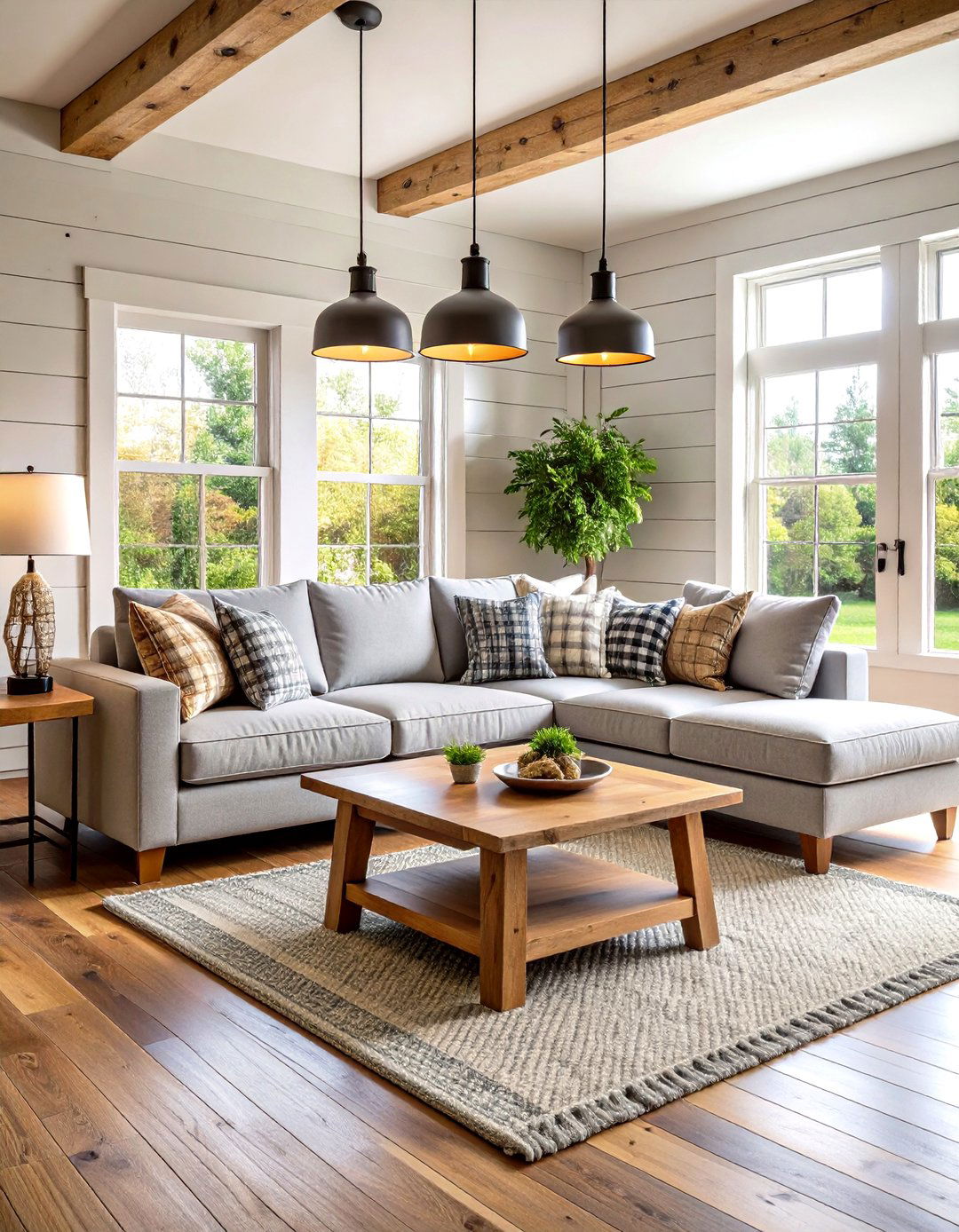 Modern Farmhouse Living Room - 30 light grey couch living room ideas
