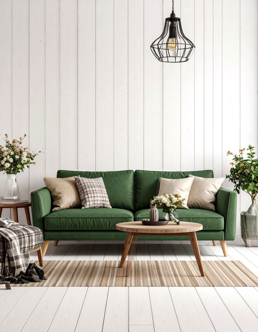 Modern Farmhouse Living Room - 30 emerald green sofa living room ideas