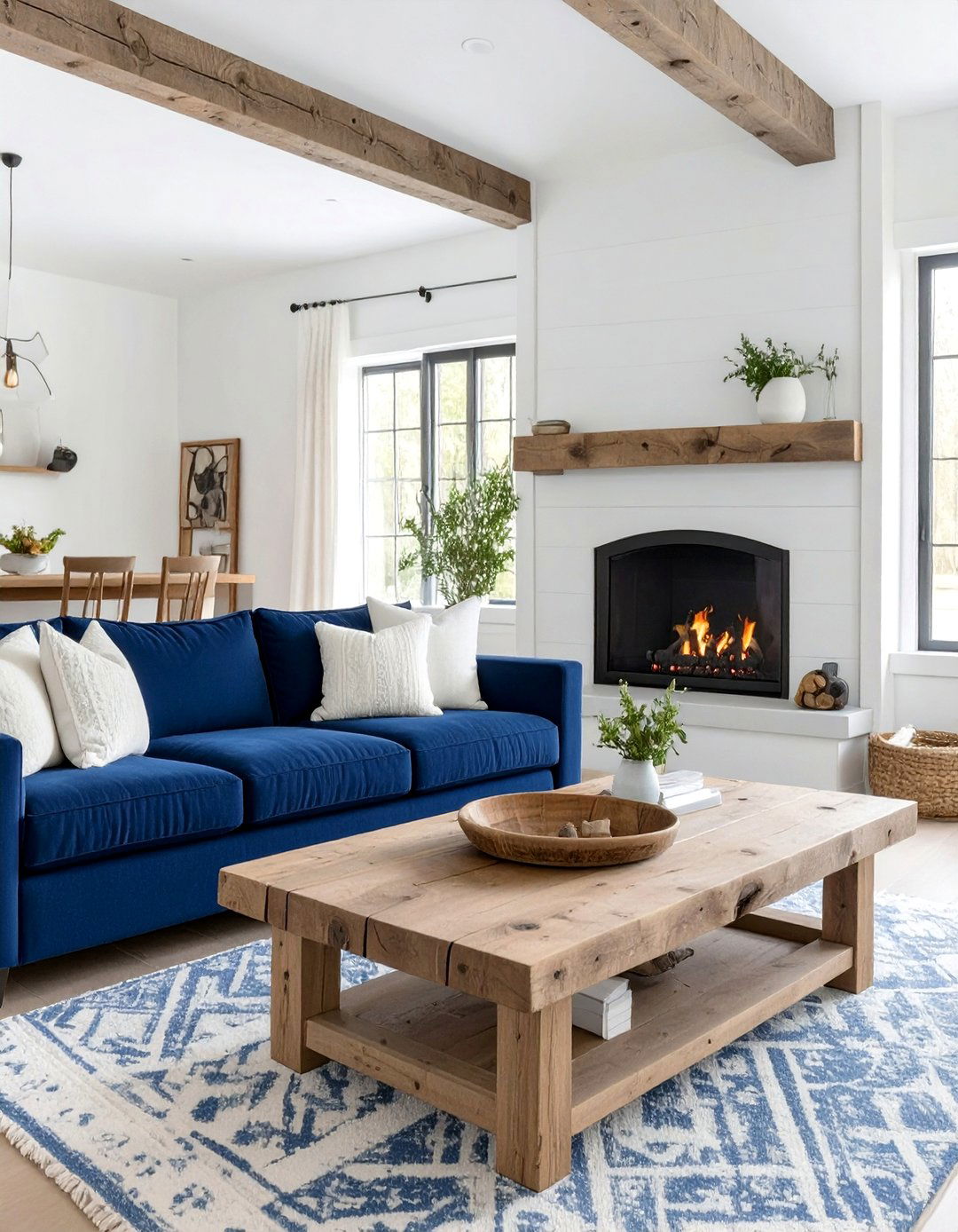 Modern Farmhouse Living Room - 30 blue couch living room ideas