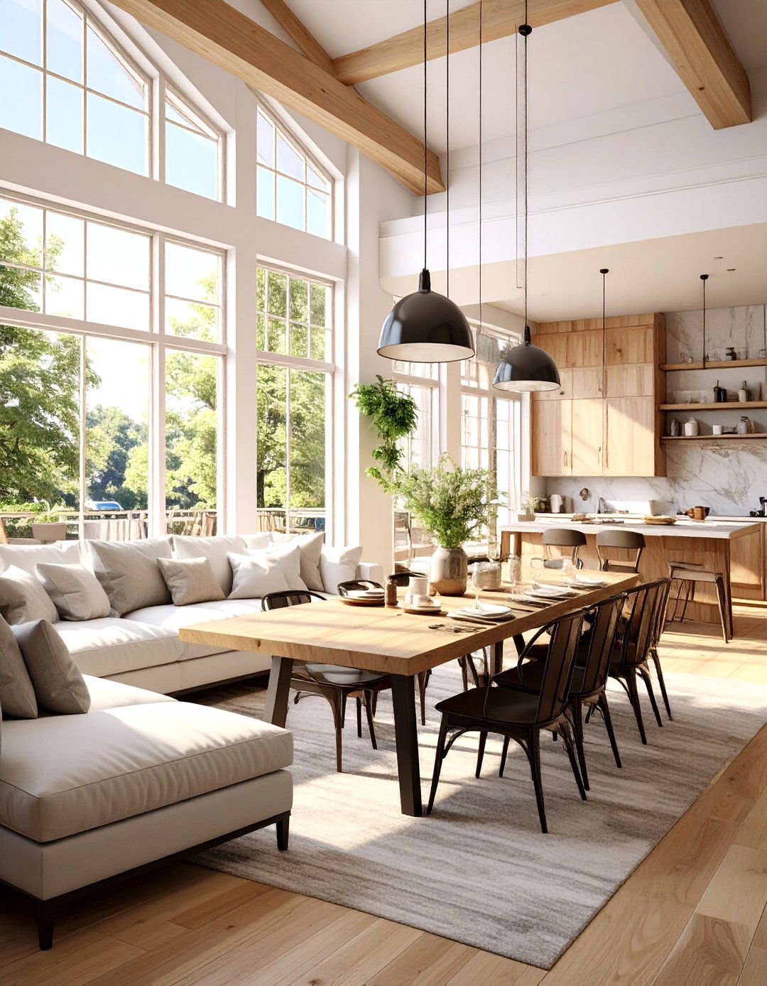 Modern Farmhouse Living and Dining Room - 30 open concept living room and dining room ideas