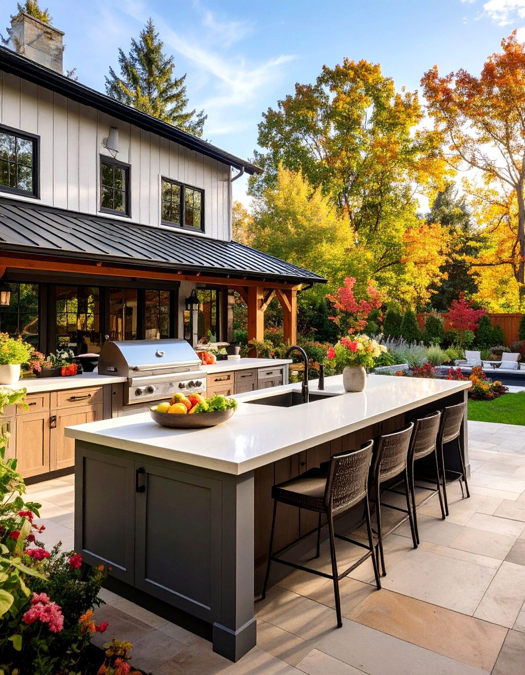 Modern Farmhouse Outdoor Kitchen - 30 backyard bbq ideas