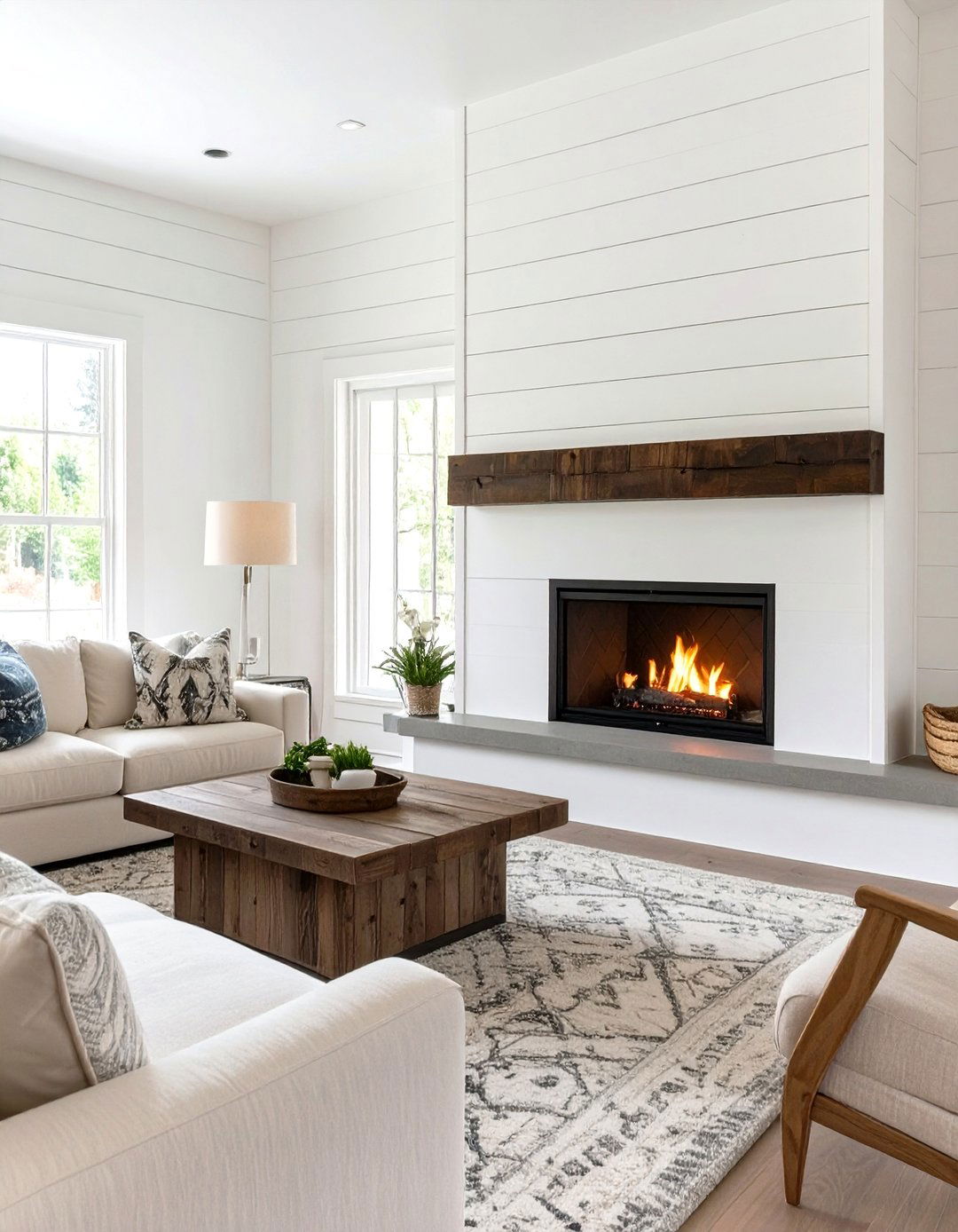 Modern Farmhouse Shiplap Fireplace - 30 modern fireplace accent wall ideas
