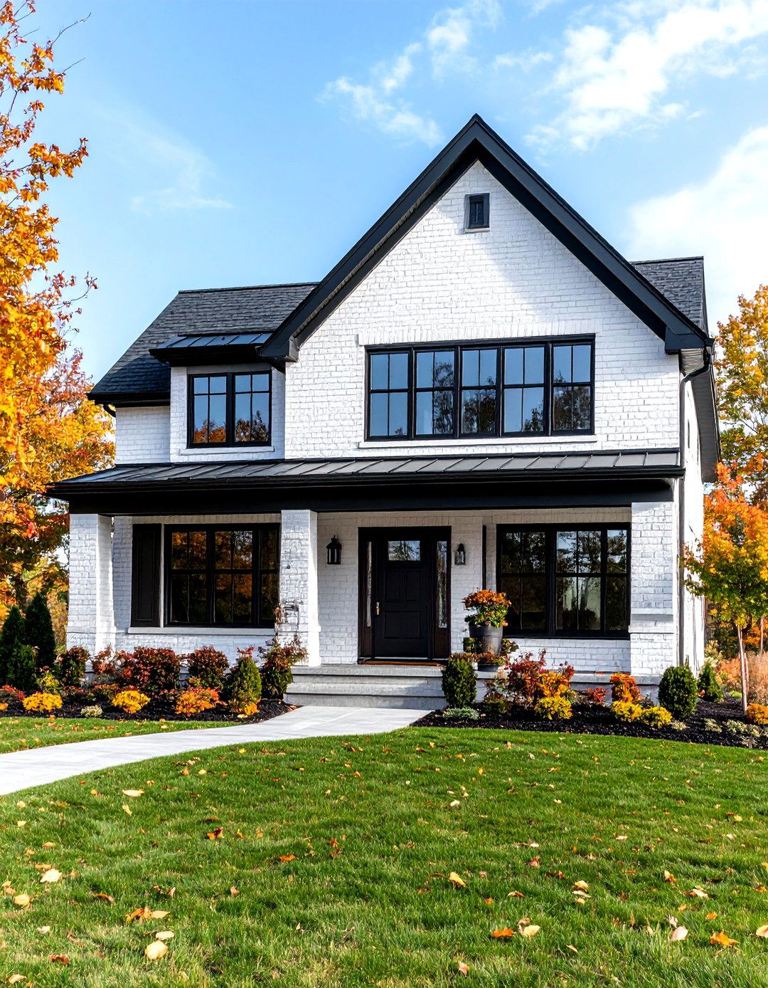 Modern Farmhouse White and Black - 30 exterior brick paint color ideas