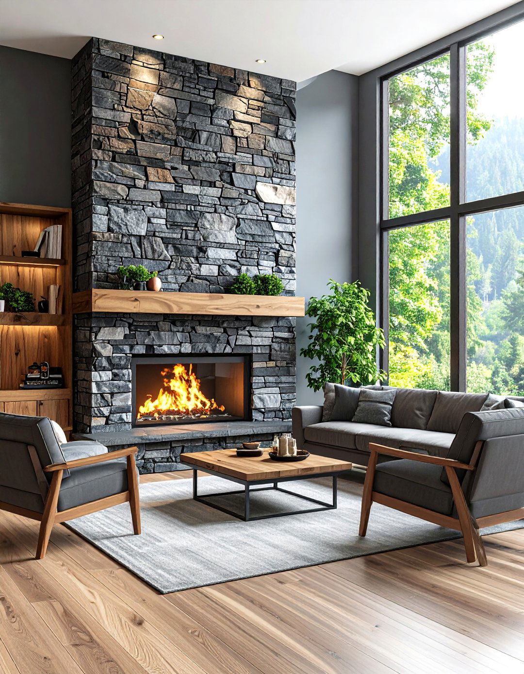 Modern Faux Stone Panel Wall - 30 ai accent wall design ideas