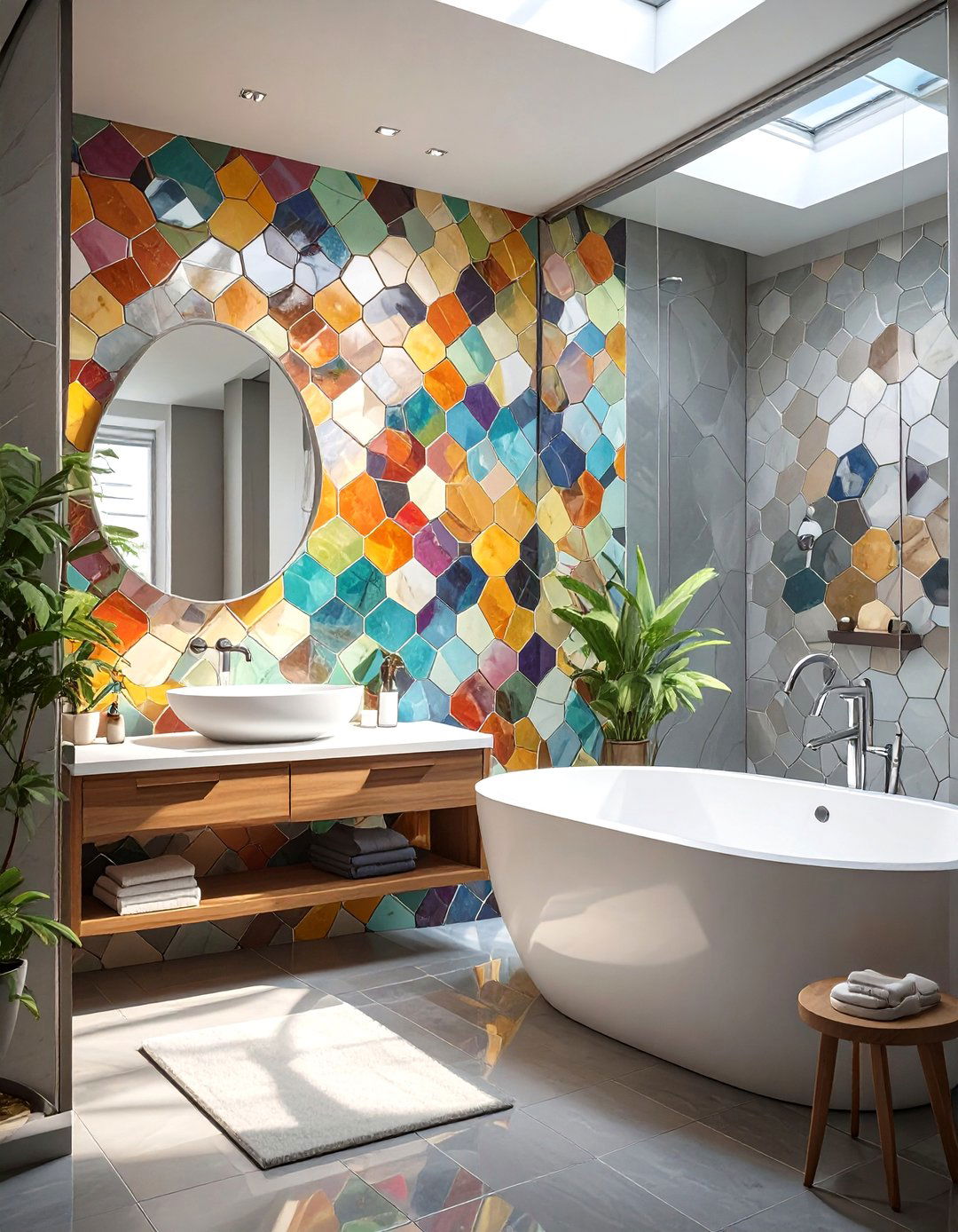 Modern Geometric Hexagon Tile Bathroom - 30 bathroom wall tile ideas