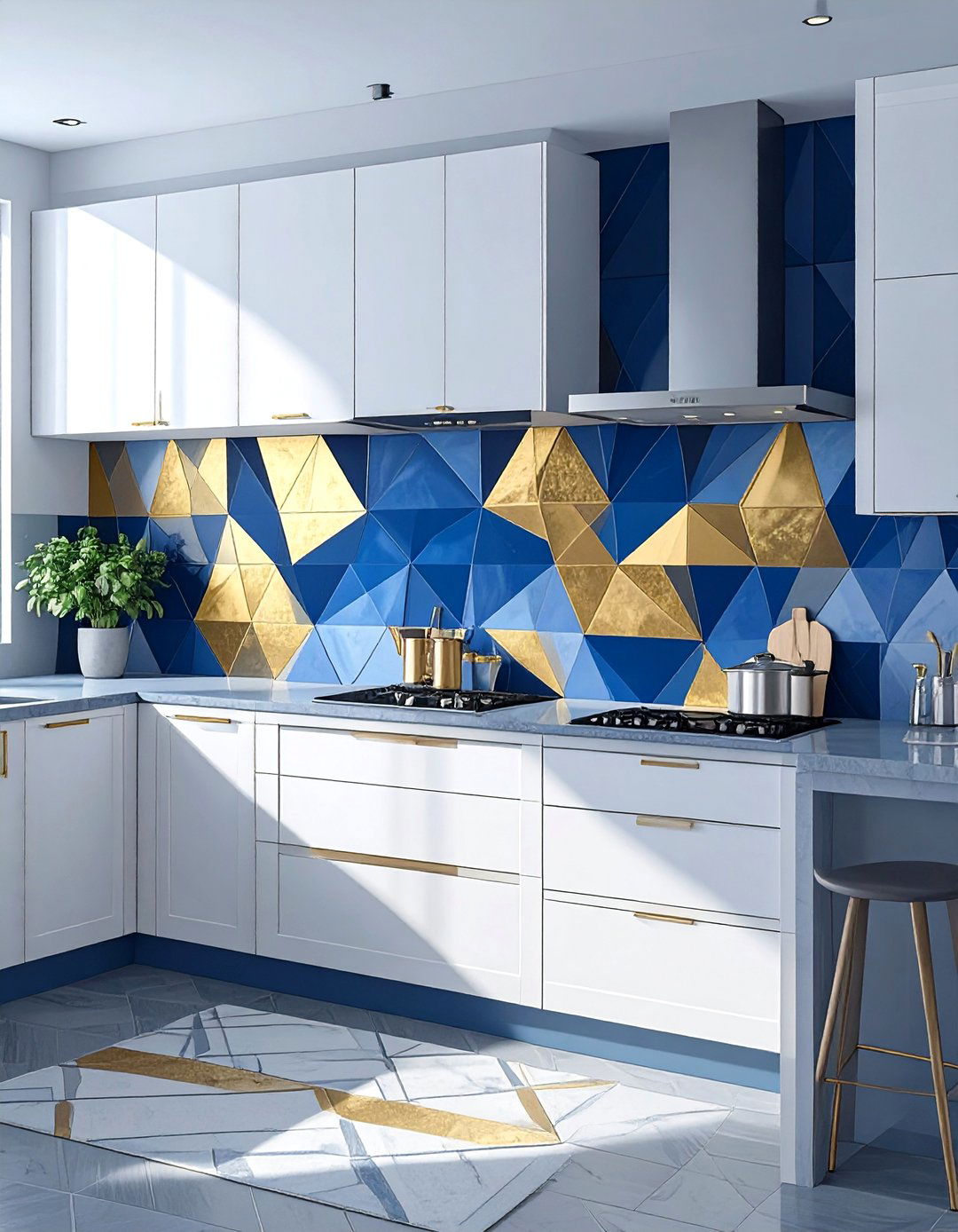 Modern Geometric Painted Backsplash - 30 diy backsplash ideas