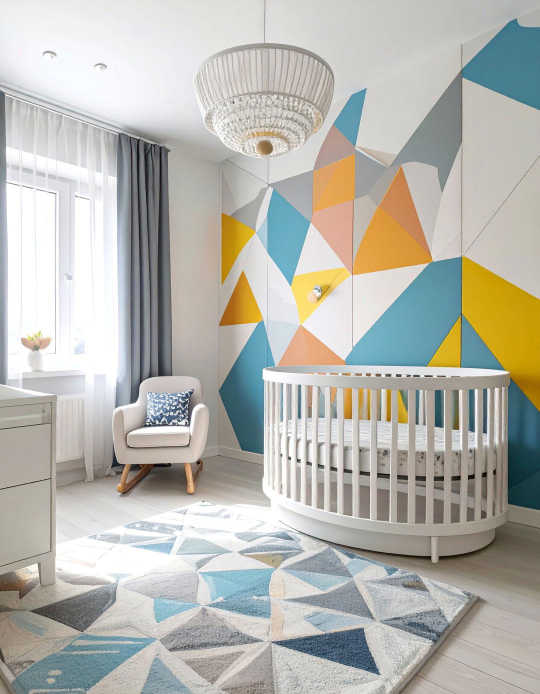 Modern Geometric Pattern Nursery - 30 baby boy nursery ideas for small rooms