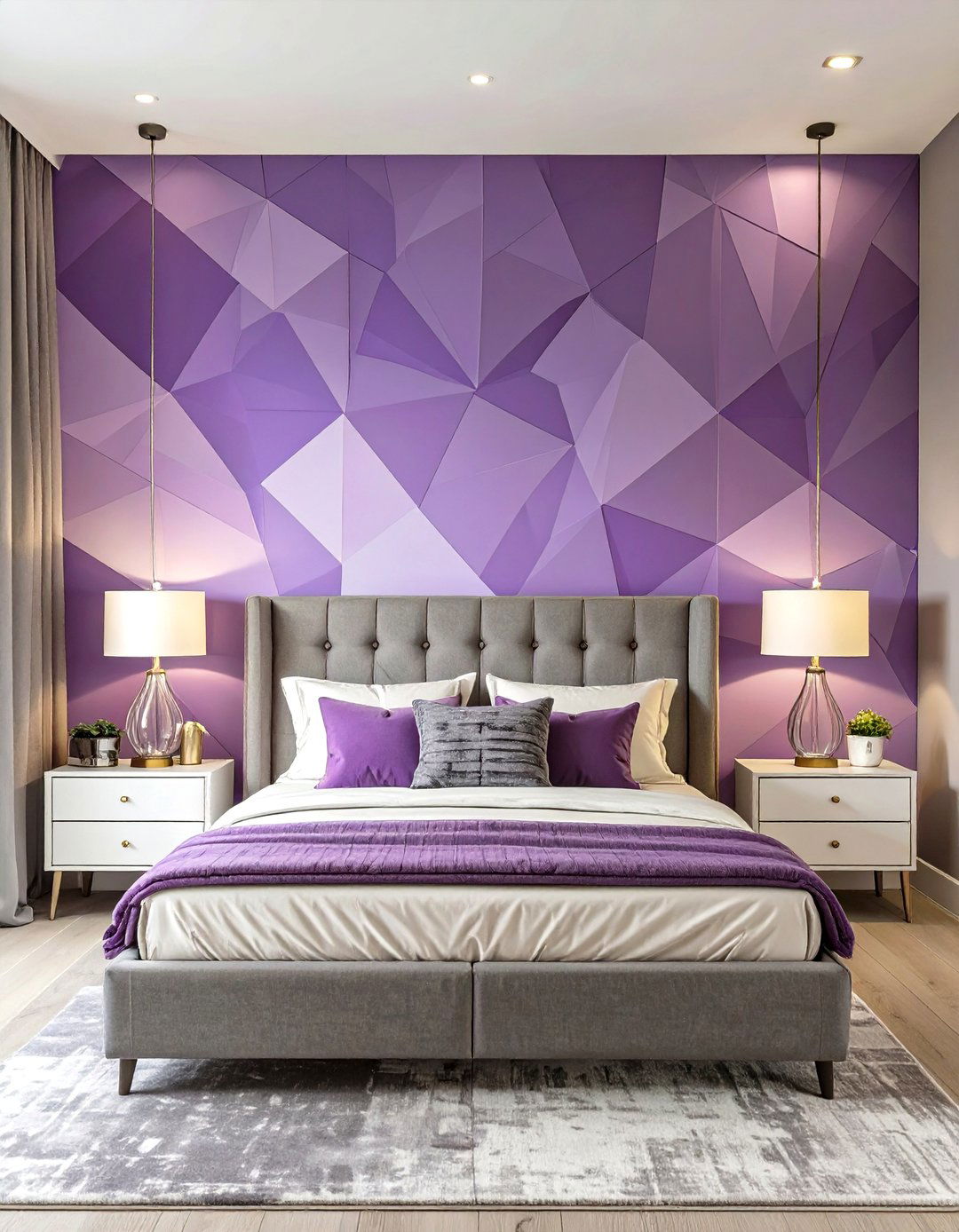 Modern Geometric Purple Bedroom - 30 modern purple bedroom ideas
