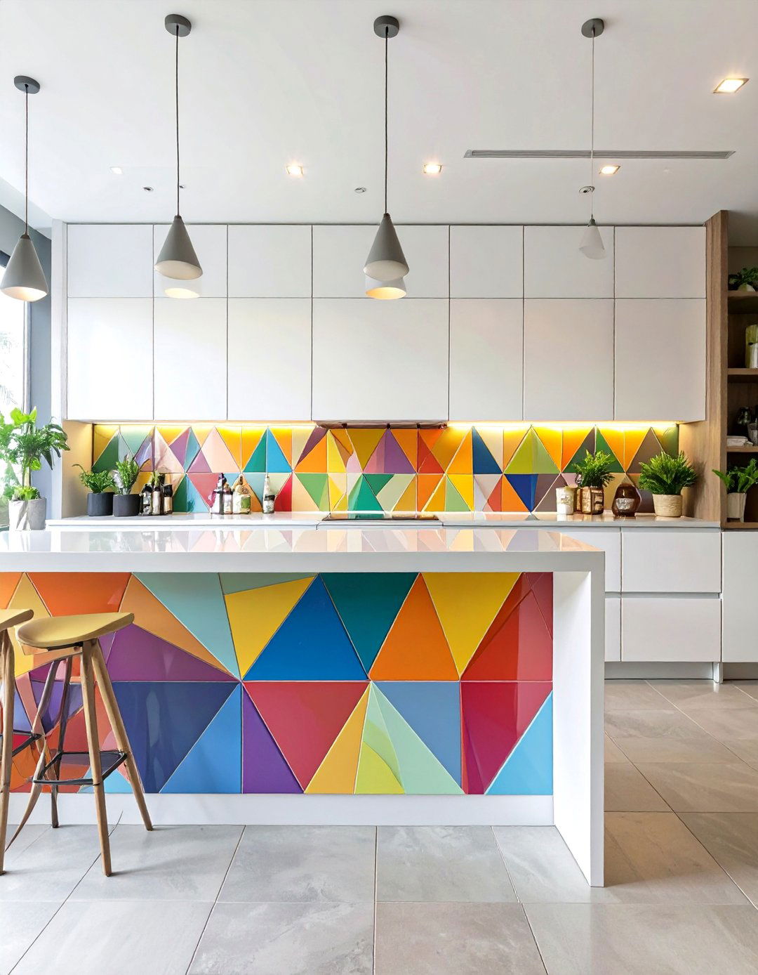 Modern Geometric Tile Bar Backsplash - 30 bar backsplash ideas
