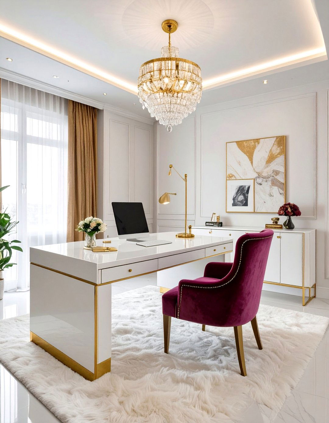 Modern Glam Office Study Room - 30 office study room ideas