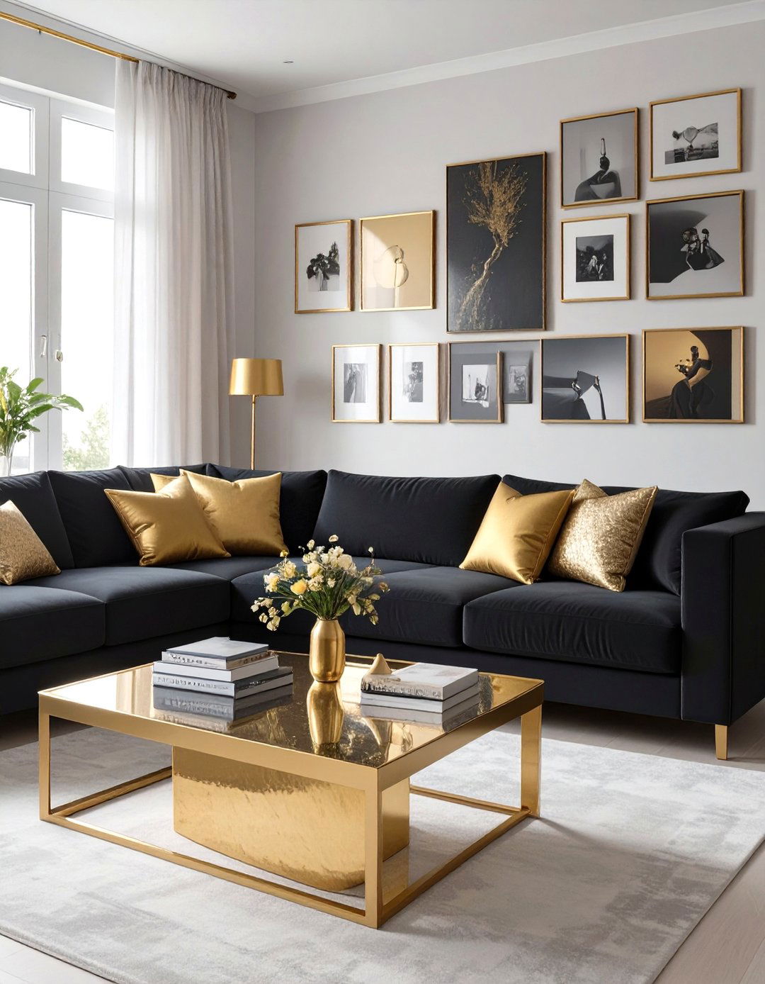 Modern Glamour Living Room - 30 black and gold living room ideas