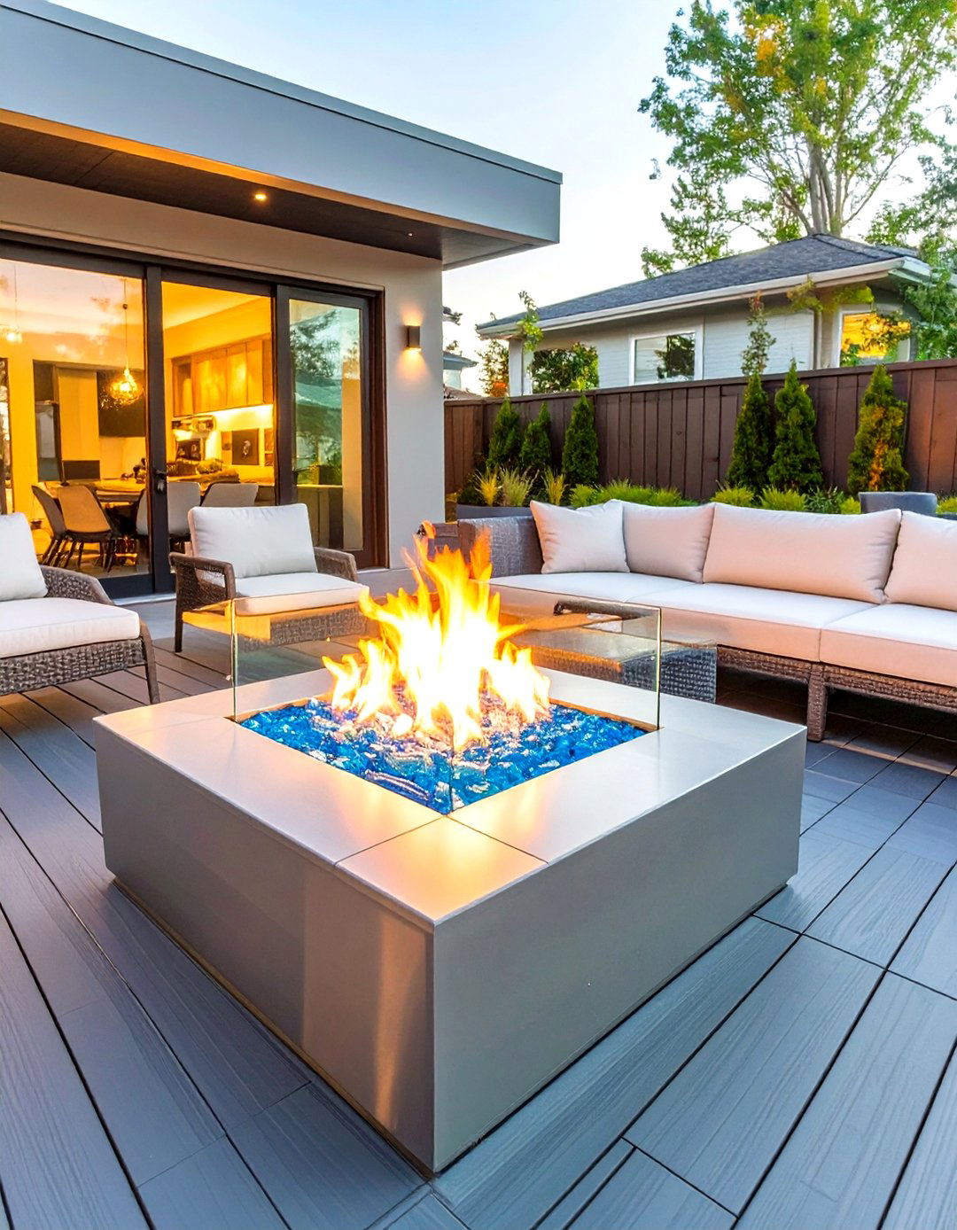 Modern Glass Walled Fire Pit - 30 simple backyard fire pit ideas