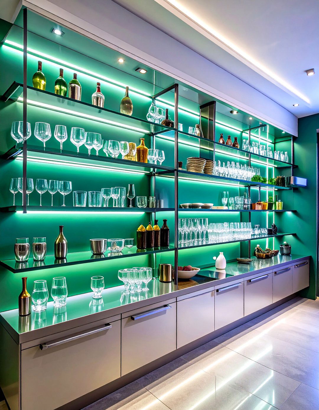 Modern Glass and Metal Kitchen Shelves - 30 kitchen shelves ideas