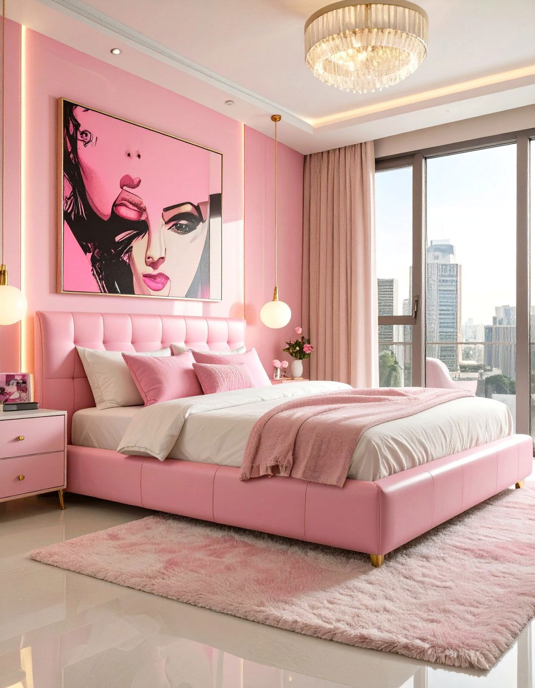 Modern Graphic Pop Art Pink Bedroom - 30 luxury pink girl bedroom design ideas