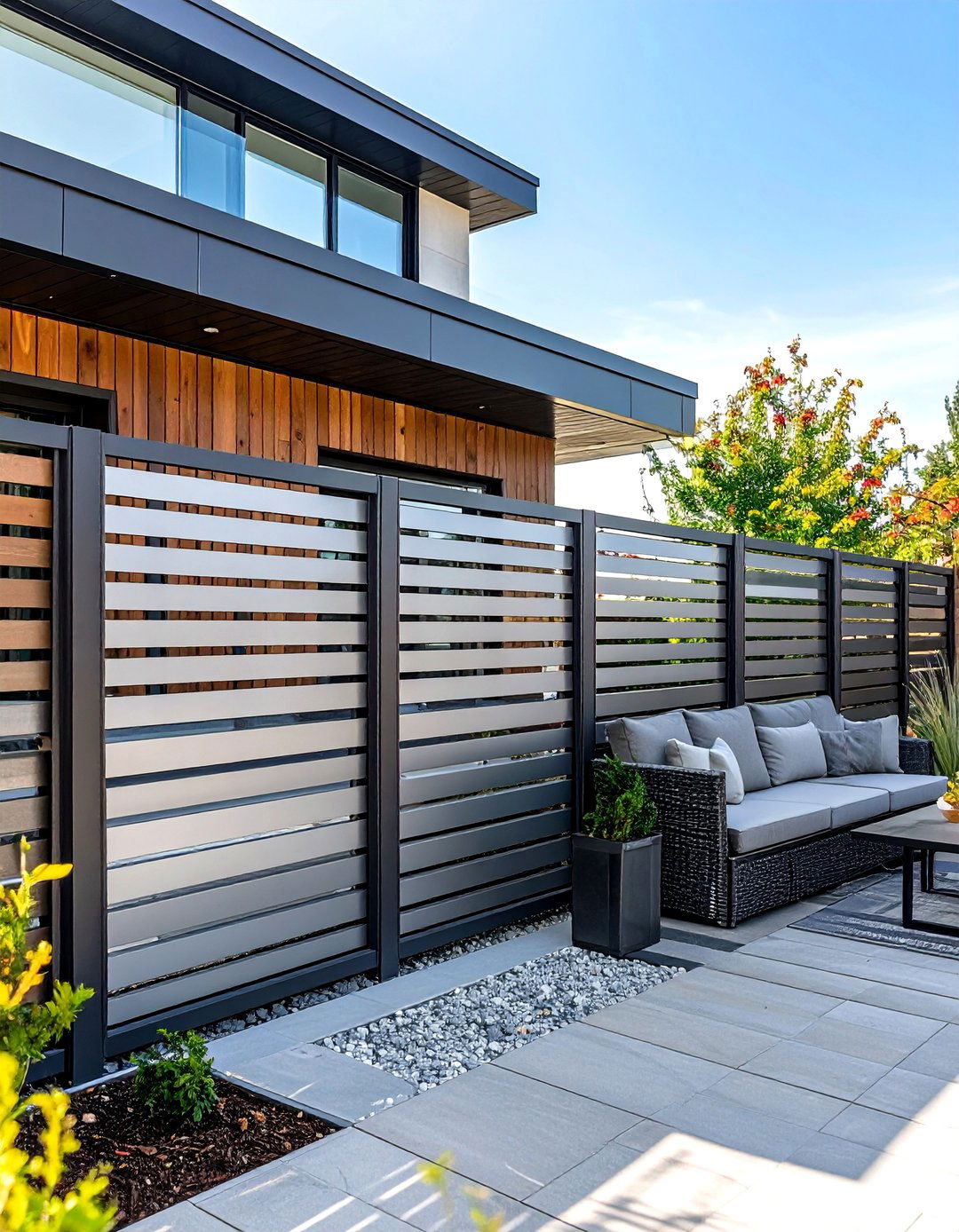 Modern Horizontal Aluminum Patio Fence - 30 patio fence ideas