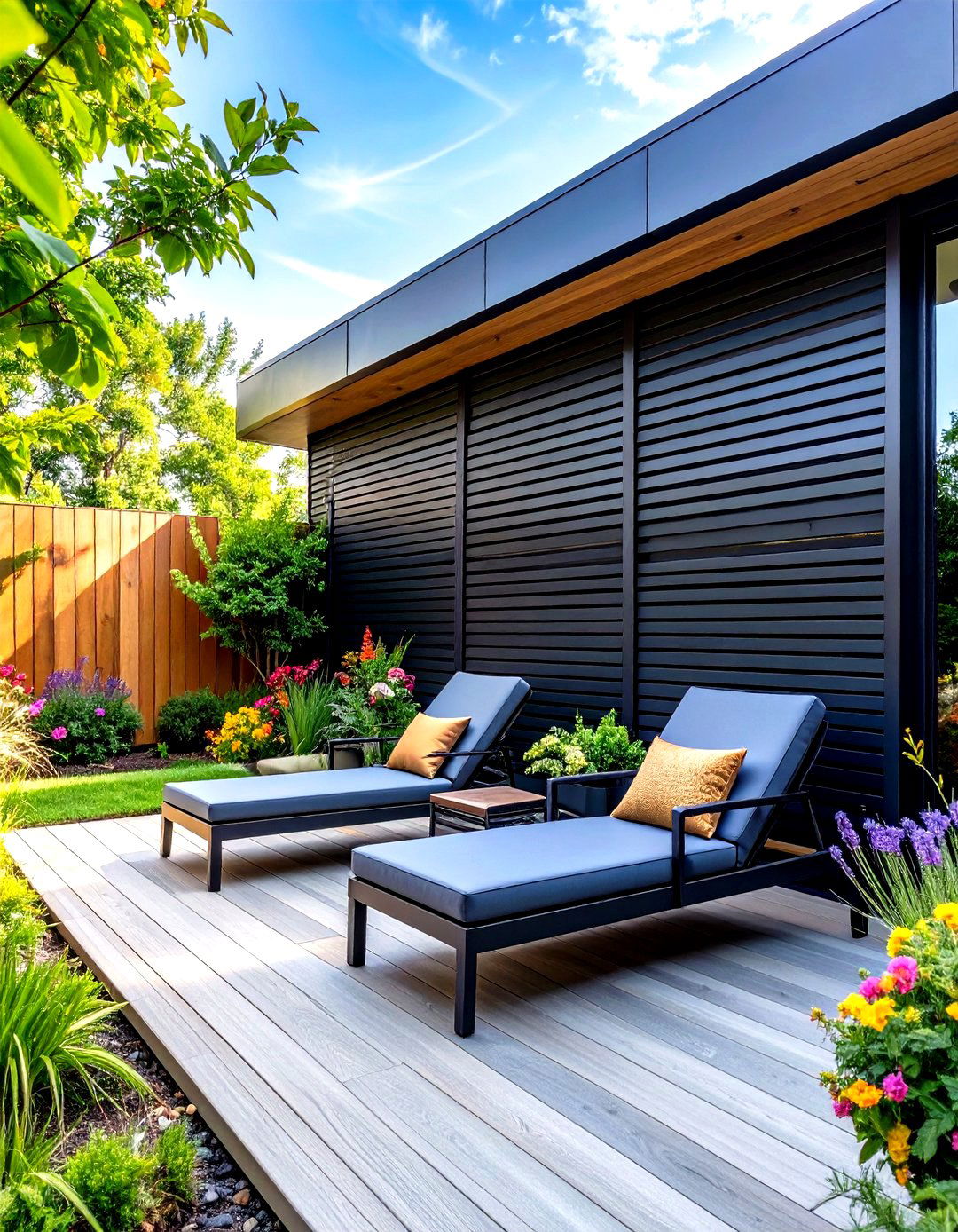 Modern Horizontal Metal Slat Patio Wall - 30 patio privacy wall ideas